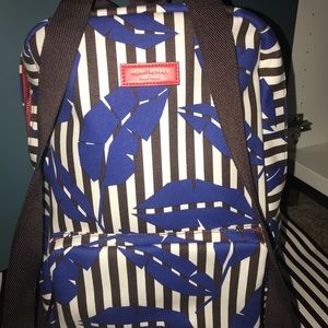 Canvas Backpack Stripe/Leaf Print